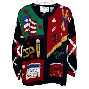 Vintage Eagle’s Eye 1995 Hand Knit Button Front Sweater Academia Size Small
